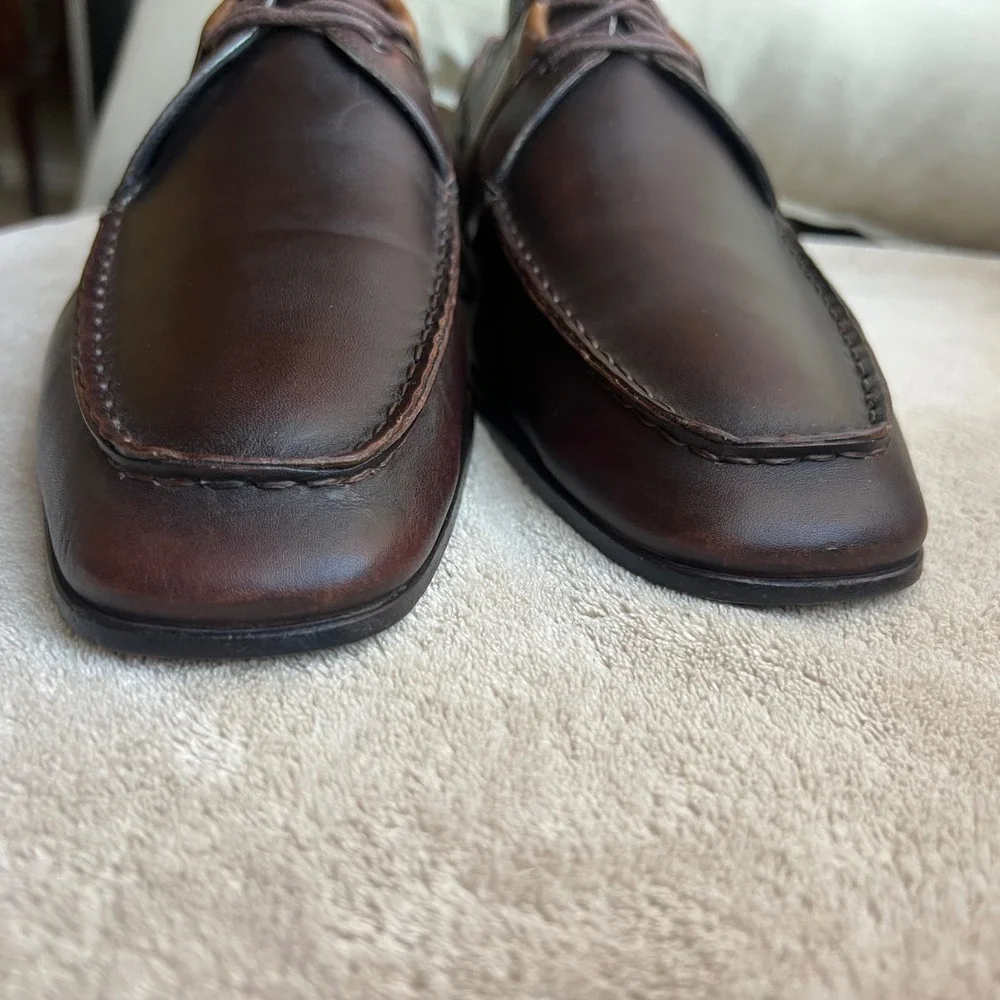 Mezlan Carson Men 8 M Brown & Tan Leather Two Tone Apron Toe Oxford‎ Shoes